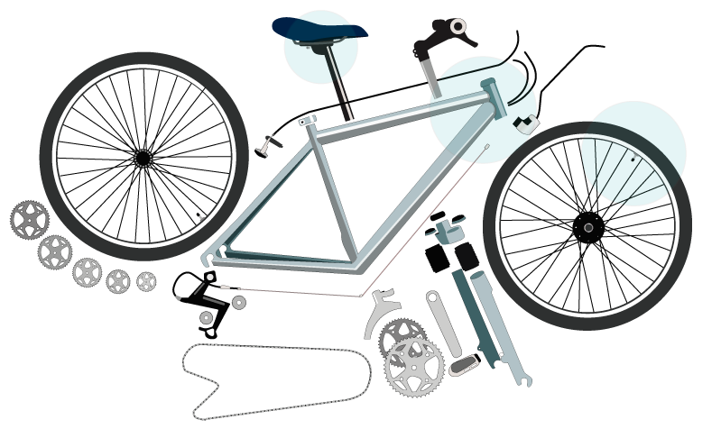 podział elementów roweru